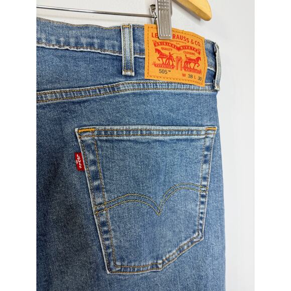 Levis 505 Mens Jeans Regular Fit Straight Leg 38X30 New - Picture 8 of 9